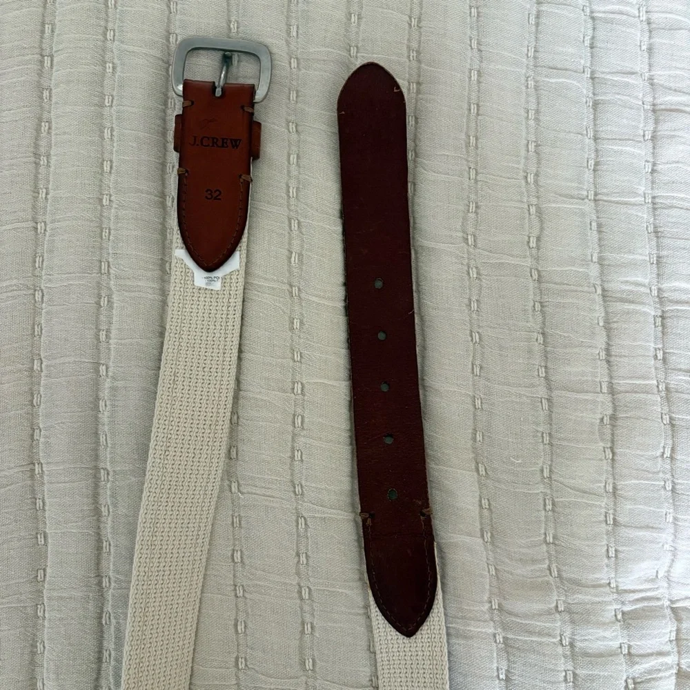 J. Crew Santa Polar Bear‎ Christmas Holiday Print Belt Canvas Leather Men’s 32